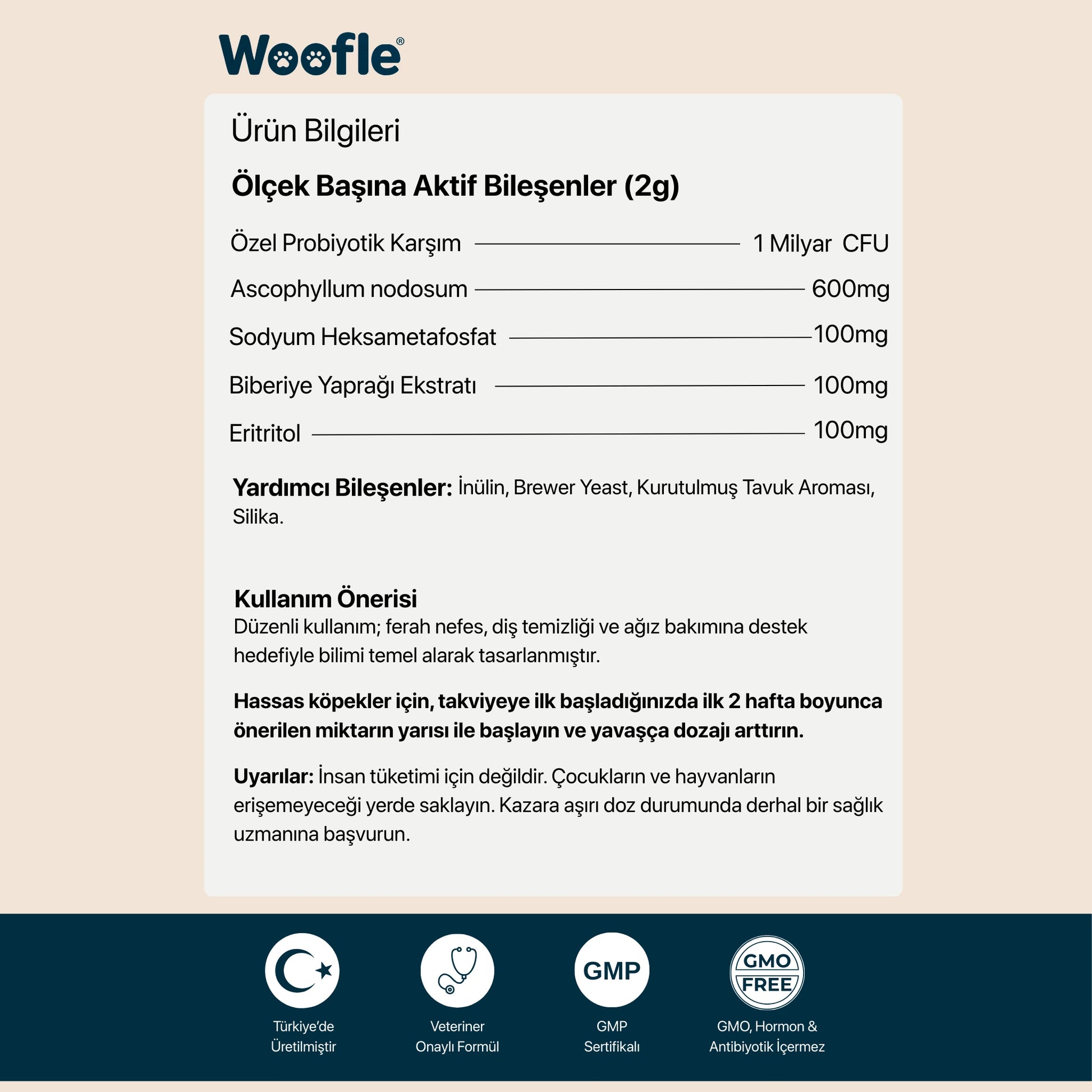 Woofle OralGuard – Köpekler İçin Ağız ve Diş Bakım Tozu